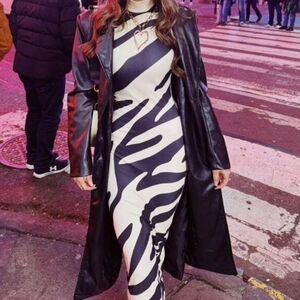 Black Leather Women's Coat